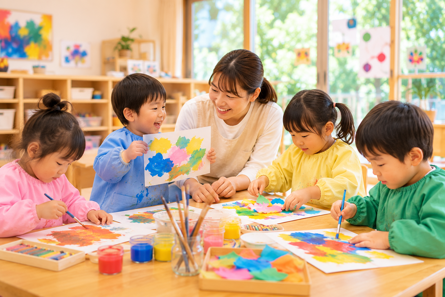 素材に触れる子どもの姿